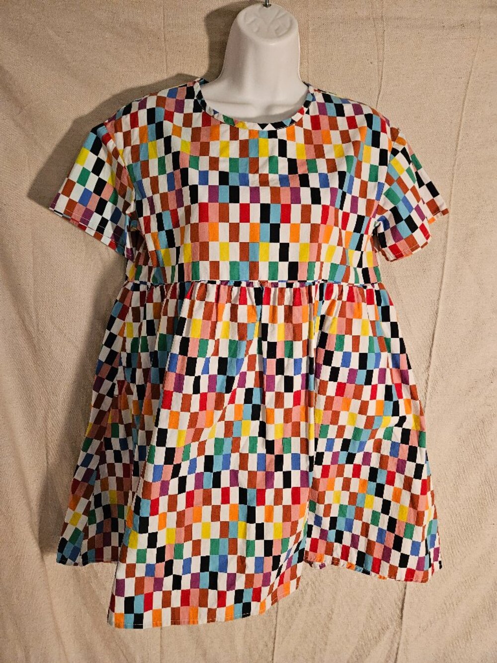 Target Gay Pride Rainbow Check Baby Doll Dress MINT Like New Size XL 14